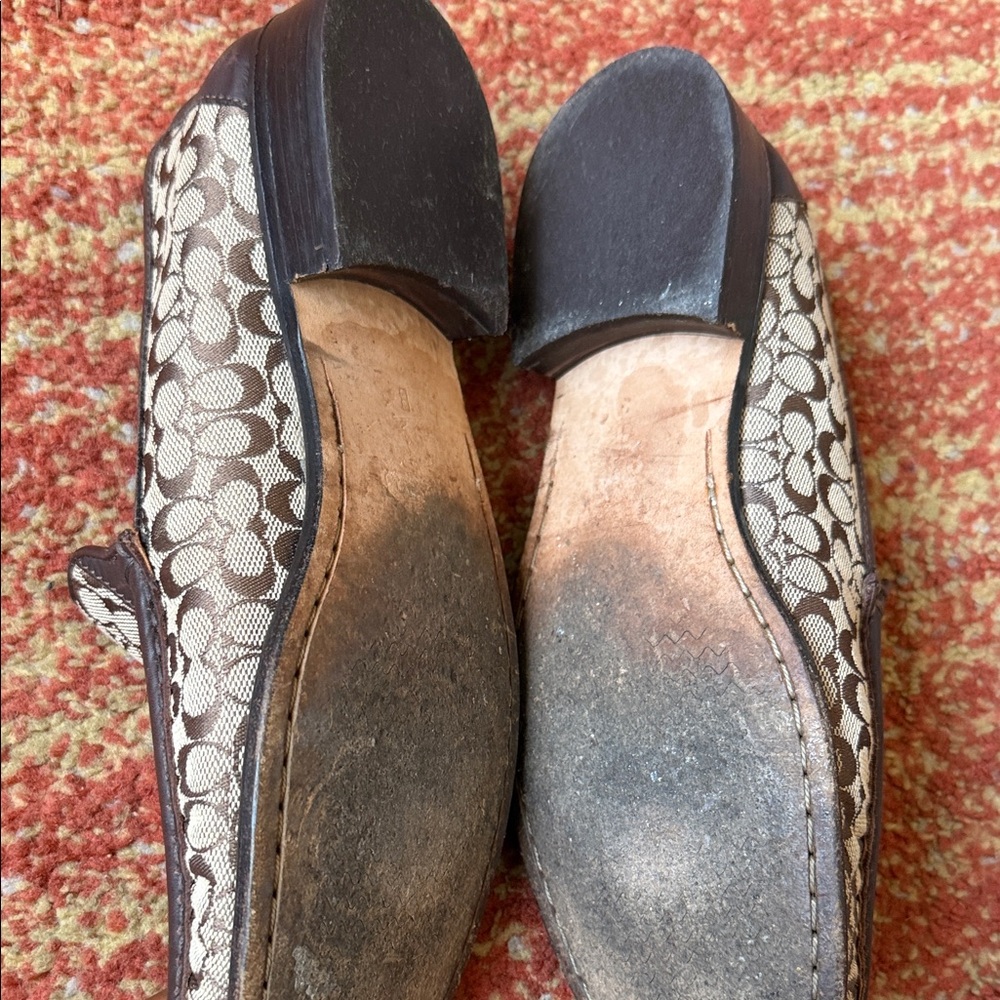 Coach Classic Brown Patterned Slip-On Loafers - Picture 3 of 4